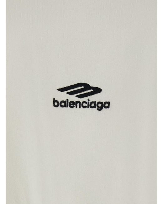 Balenciaga White Tshirt With Logo On Front And Maxi Logo On Back for men
