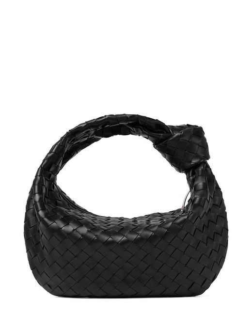 Bottega Veneta Black Shoulder Bag 'Jodie' Small With Knot Detail And Intreccio Motif