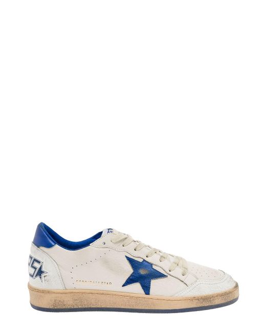 Sneaker ball star in pelle bianca e blu di Golden Goose Deluxe Brand in Blue da Uomo