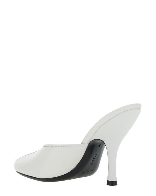 Jude White 'Date' Heeled Sandals With Cut-Out Toe