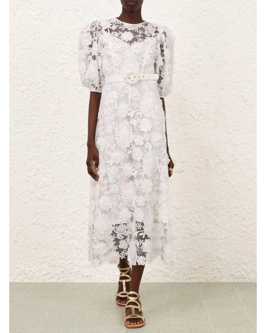 Zimmermann White Long Dress With Off-Shoulders