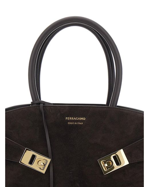 Ferragamo Black Handbag 'Hug Piccola' With Logo And Gancini Buckles