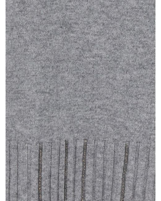 Fabiana Filippi Gray Sweater With Crew Neck And Long Sleeves