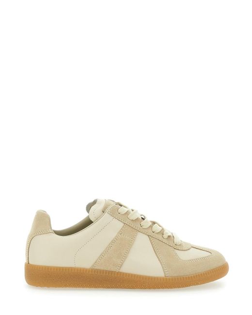 Maison Margiela Natural Suede And Fabric Sneakers