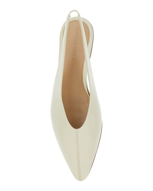 Bottega Veneta White 'Sofia' Slingback Ballerinas With Elastic Back