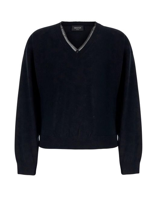 Fabiana Filippi Blue Sweater With Collar And Long Sleeves