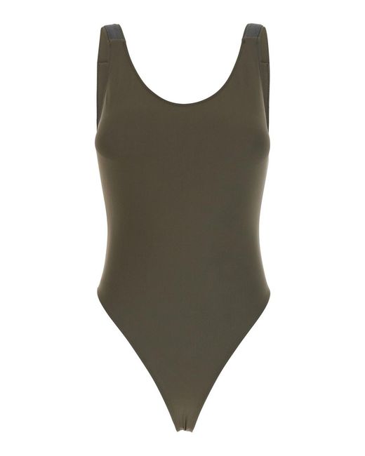 Brunello Cucinelli Green One-Piece Swimsuit Monil Straps