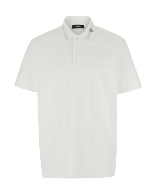 Polo Con Dettaglio Medusa Sul Colletto di Versace in White da Uomo