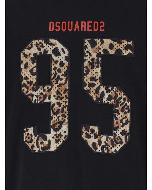 DSquared² Black Crewneck T-Shirt With Maxi Logo On The Front for men