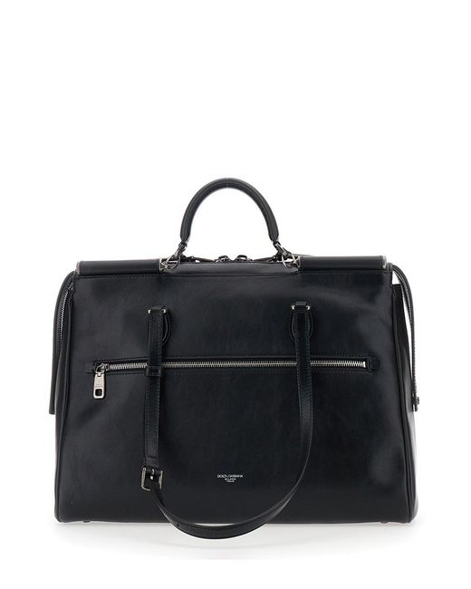 Dolce & Gabbana Black Shoulder Bag 'Vittoria' With Logo Plate On The F for men