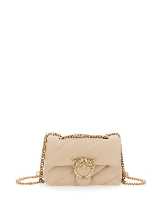 Borsa A Tracolla 'Mini Love Puff' Con Maxi Trapuntatura Obliqua di Pinko in Natural