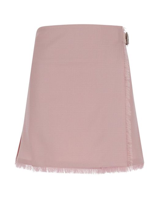 Burberry Pink Mini-Skirt With Buckle Fastening
