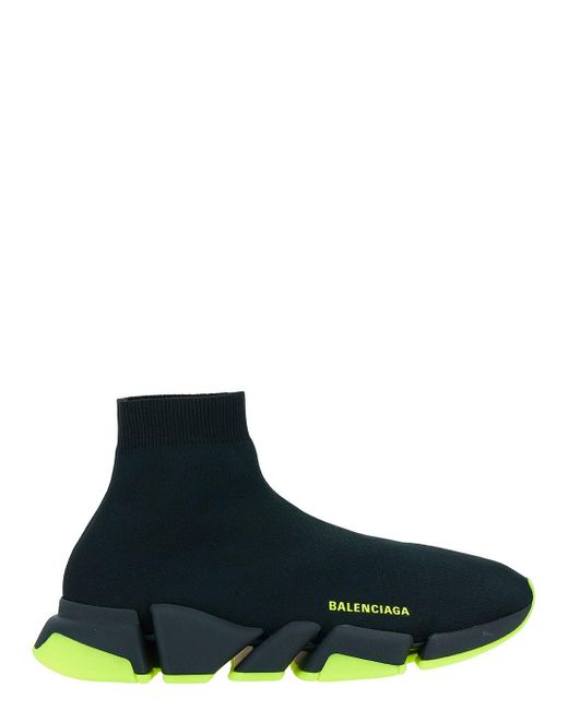 Balenciaga Blue 'Speed 2.0' Sneakers With Neon Detail for men
