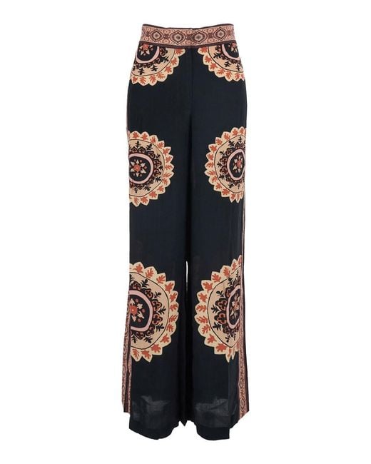 Pantaloni 'Valla' Con Vita Elasticizzata E Motivo Floreale All-O di Ba&sh in Blue