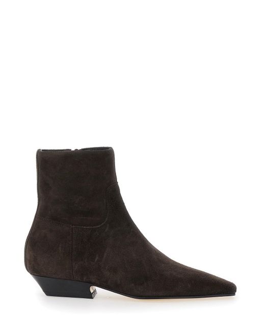 Semicouture Black Ankle Boots With Pointed Toe And Low Heel