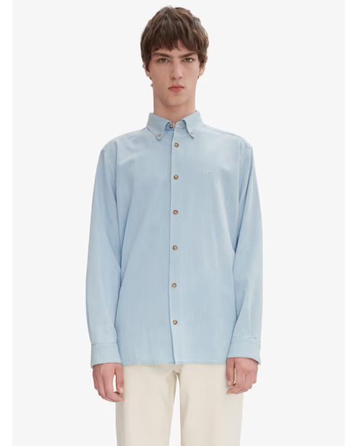 Camicia 'Mathias' Con Colletto Classicoe Ricamo Logo Lettering di A.P.C. in Blue da Uomo