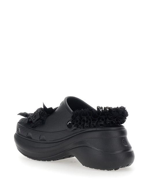 Balenciaga Black 'Jibbitz X Crocs' Mule With Logo Plaque And Applications