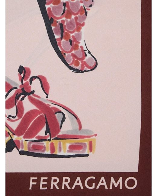 Ferragamo Pink Scarf With All-Over Print And Logo Lettering