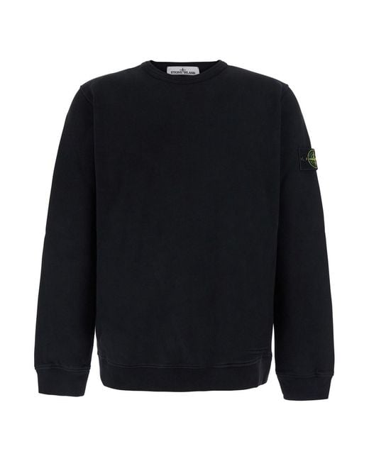 Stone Island Blue High-Neck Sweatshirt With Long Sleeves for men
