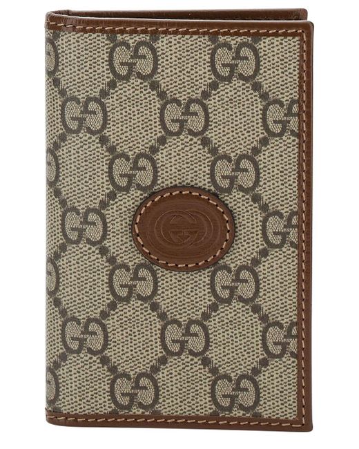 Gucci Gray And Ebony Vertical Card-Holder With Logo Patch for men