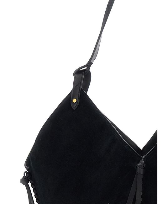 Isabel Marant Black Shoulder Bag Tampa With Single Strap And Suede Knot Detail For Calf