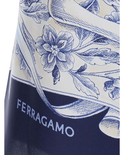 Ferragamo Blue Skirt Silk Wraparound