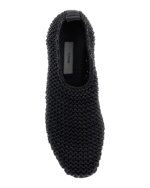 Totême  Black Woven Leather Ballerina