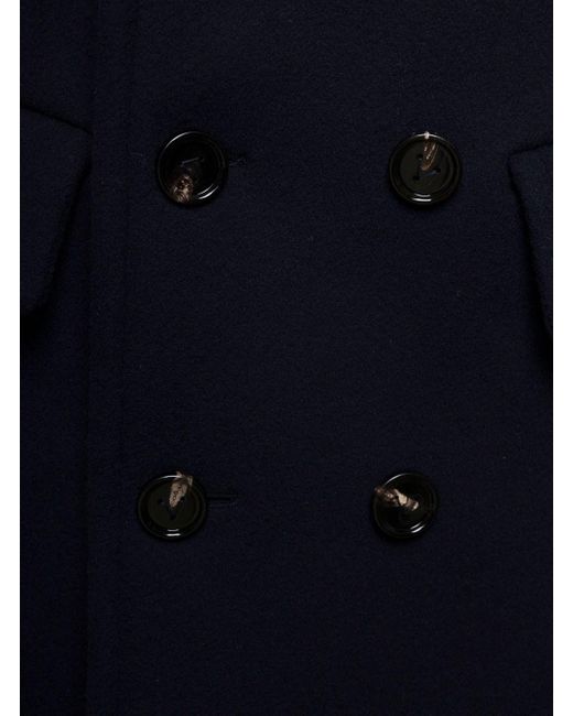 Bottega Veneta Blue Double Wool Cashmere Cape Coat