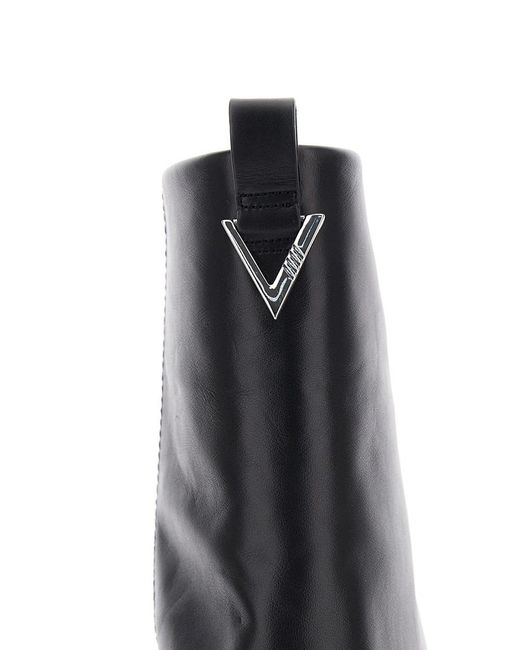 The Attico Black Robin Boots With Square Toe And Logo Plate On The Back