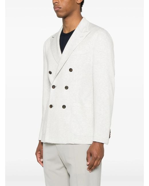 Eleventy Gray Double-Breasted Jacket With Peak Revers And Rear English Vent for men