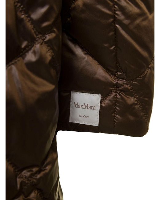 Max Mara Brown Quilted Down Jacket With Hood