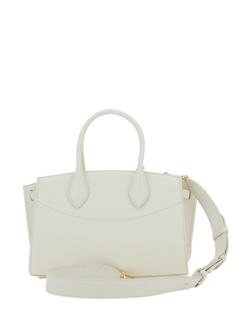 Borsa A Mano 'Soft' Con Tracolla Regolabile E Removibile E E di Ferragamo in White