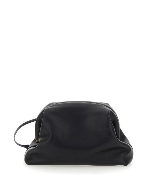 【関税送料込】The Row Mira Clutch in Leather Black Mira Clutch Black in Leather – The Row