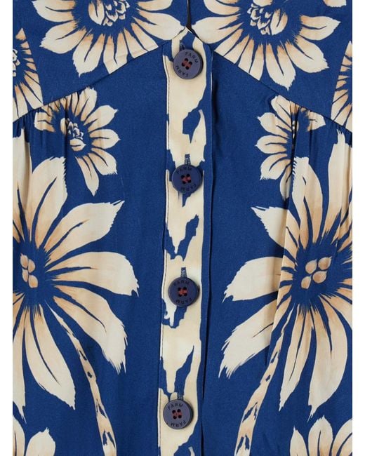 Farm Rio Blue Midi Dress Luna Viscose