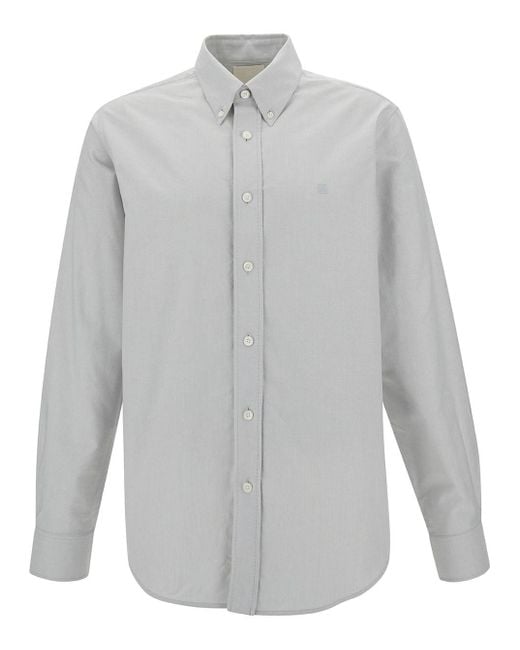 Givenchy Gray Button-Down Shirt With 4G Embroidery for men