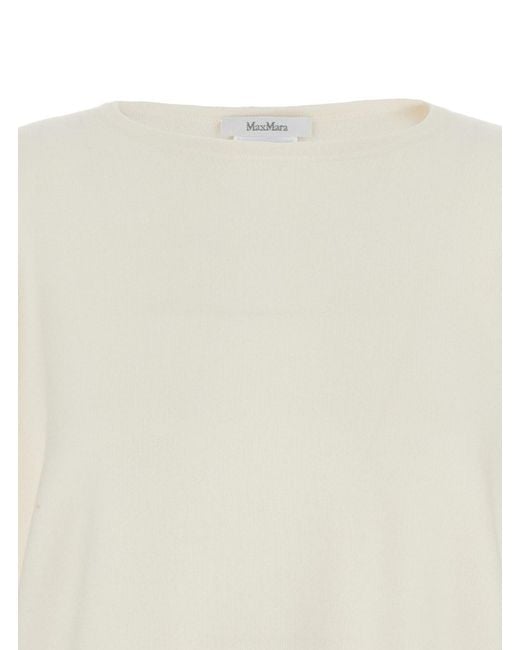 Max Mara White Solid Round Neck Sweater