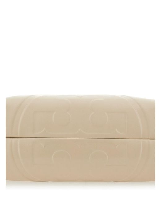 Tory Burch Natural Shoulder Bag Ella With Drawstring Closure And Logo Embossed