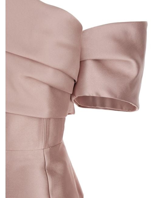 Solace London Purple 'Mirla' Long Dress With Off-The-Shoulder Design And