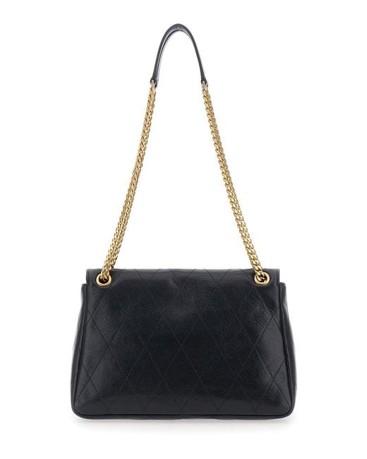 Tory Burch Blue Crossbody Bag Charlie Quilted Leather