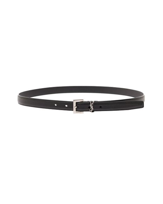 Saint Laurent White 'cassandra' Belt With Silver-tone Buckle In Leather Woman