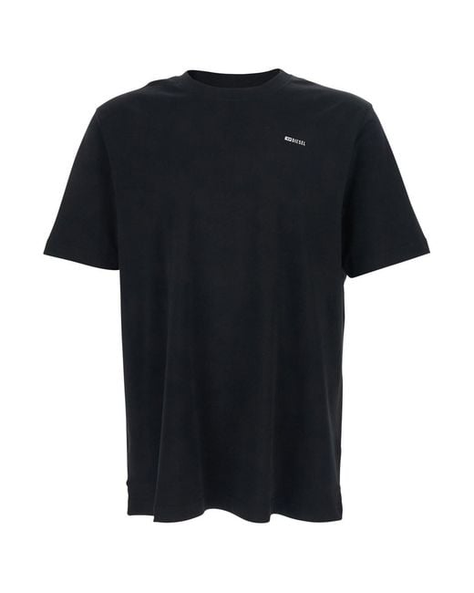 DIESEL Black 'T-Adjust-Met' T-Shirt With Logo Lettering On The Front for men
