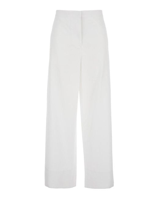 Totême White Cotton Pants With Rear Pockets