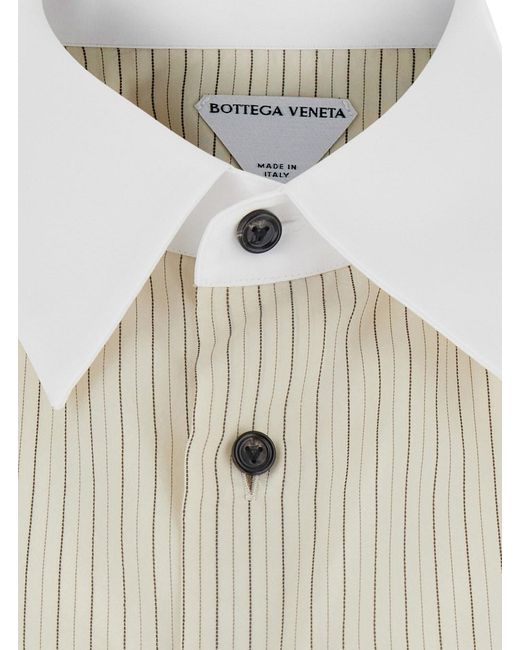 Bottega Veneta White Fluid Viscose Striped Long Sleeves Shirt