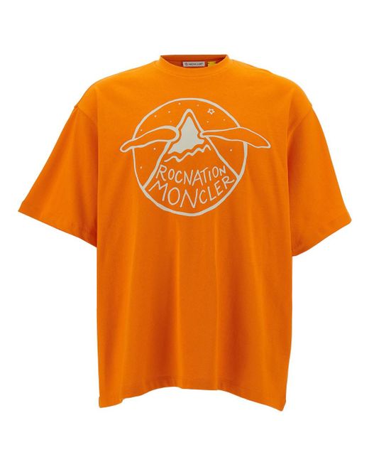 Moncler Genius Orange Crewneck T-Shirt With Moncler X Roc Nation By Ja for men