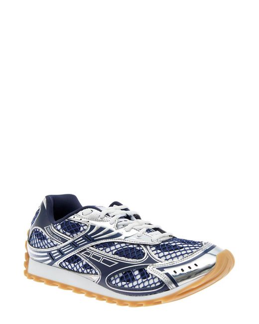 Bottega Veneta Blue 'Orbit' Low Top Sneakers With Logo Patch On The Tongue And Mesh Panels for men