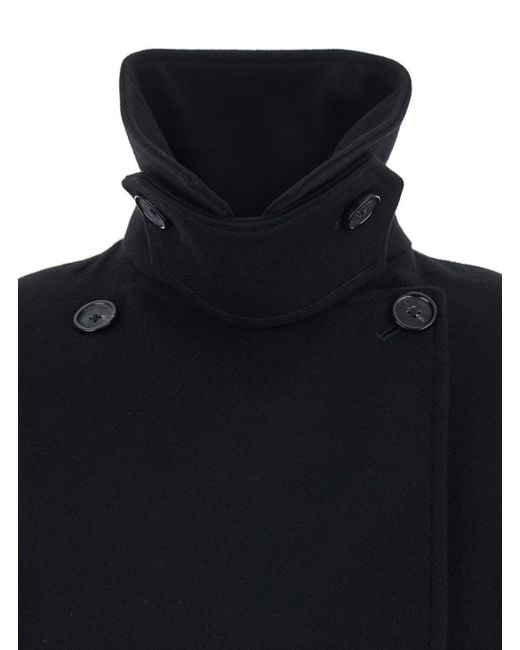 Totême  Blue Double-Breasted Coat Wool
