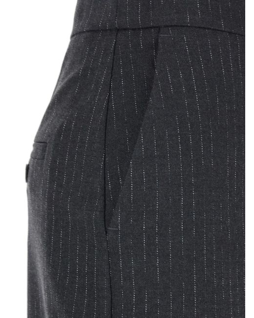 Gonna Con Spacco Su Fronte E Retro E Motivo A Righe All-Over In di Plain in Gray