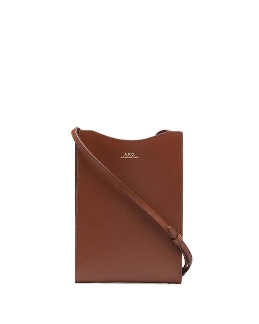 A.P.C. Jamie Leather Crossbody Bag With Logo Woman in Brown - Save 6% ...
