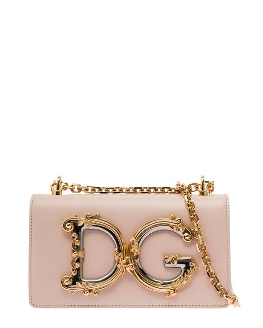 Dolce & Gabbana Pink Barocco Dg Girl Mini Bag