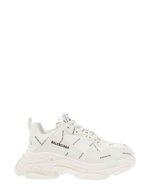 Balenciaga Triple S Trainers Allover Logo In Technical Material Man in  White for Men | Lyst UK